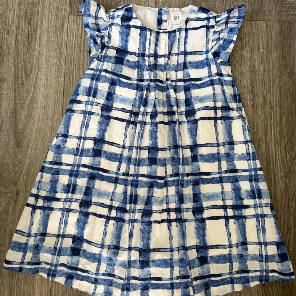 Blue and White Plaid Kids Dress